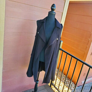 Vintage Staccato Women's Sleeveless Oversized Long Black Vest Size Small